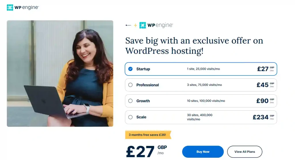 WP engine homepage