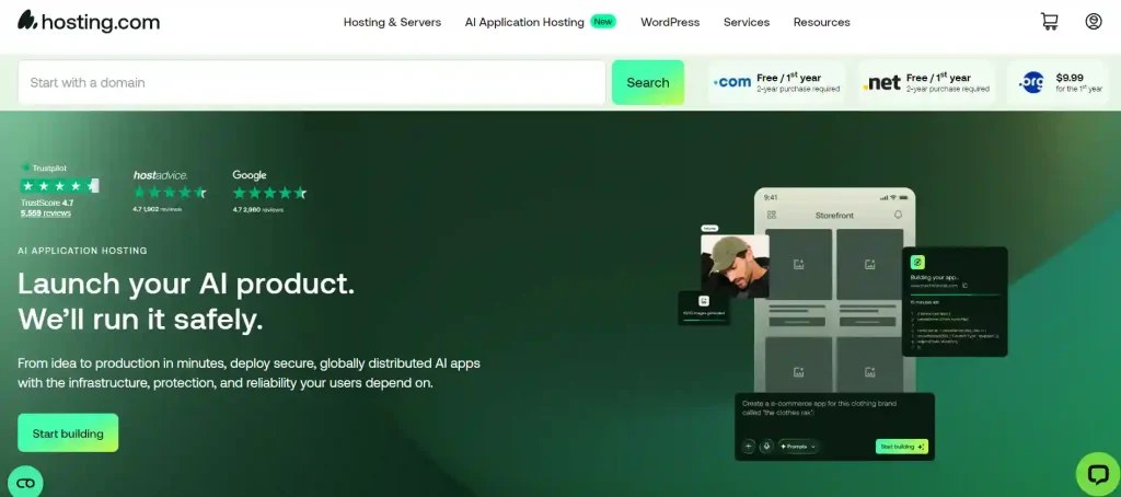 hosting.com homepage